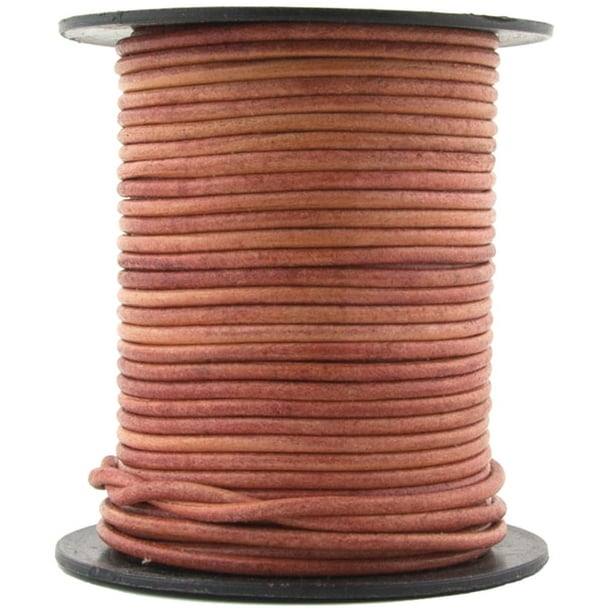 1.0mm cord Distressed Brown color Leather Cord natural dye Natural Round Leather 1.0mm Distressed Brown